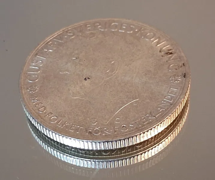 5 Kronor, Jubileumsutgåva 1935, silverhalt 80%, 25gram.