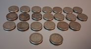 22 Stycken 1 Kronor. Silverhalt 40%, 153gram.