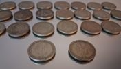 22 Stycken 1 Kronor. Silverhalt 40%, 153gram.