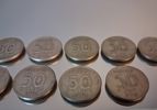 Diverse mynt. Mestadels silverhalt 40%, 91gram.