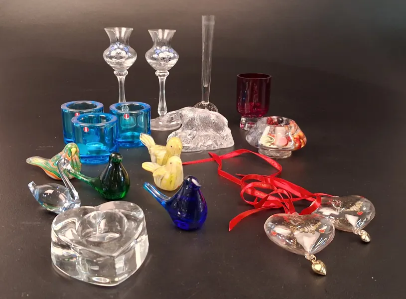 Diverse Glas. Bl.a Kivi, Iittala, Orrefors, glas fåglar m.m.
