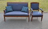 Soffa & fåtölj. Empire-stil, omklädda.