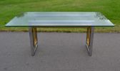 Matbord. Tillskriven Romeo Rega, Italien, kromat underrede & glasskiva, 1970/80-talet,