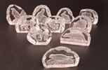 PAUL ISLING. 10 Glasblock/skulptur, Djurmotiv, WWF Svenskt glas.