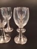 4 Snapsglas "Cosi Tabellini 95" Pewter. Italien, Tenn & glas.