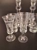 Diverse spritglas, bricka & ljusstakar.