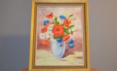 OIDENTIFIERAD KONSTNÄR. Olja på pannå, "Blomsterstilleben", signerad B.Söderbäck.