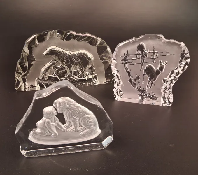 3 Glasblock. Bl.a SEA glasbruk.