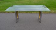 Matbord. Tillskriven Romeo Rega, Italien, kromat underrede & glasskiva, 1970/80-talet, 