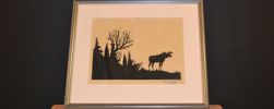 JOHAN LEXELL. Siluettklipp, "Landskap med älg", signerad.
