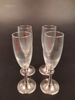 4 Champagneglas. "Cosi Tabellini 95" Pewter, Italien. Tenn & glas.