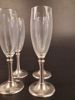 4 Champagneglas. "Cosi Tabellini 95" Pewter, Italien. Tenn & glas.