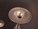 4 Champagneglas. "Cosi Tabellini 95" Pewter, Italien. Tenn & glas.