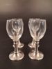 4 Snapsglas "Cosi Tabellini 95" Pewter. Italien, Tenn & glas.