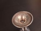 4 Snapsglas "Cosi Tabellini 95" Pewter. Italien, Tenn & glas.