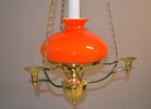 Taklampa. Mässing & glas, 1900-talet.
