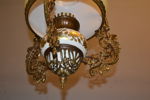 Taklampa. Mässing & glas, 1900-talet.