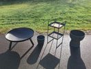 Diverse trädgårds dekorationer. Bl.a Eldfat.